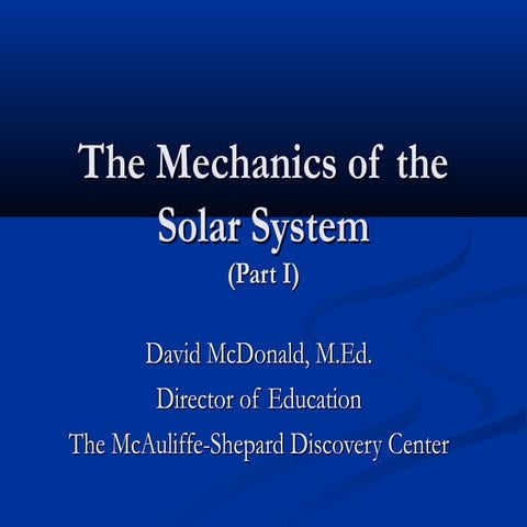 Mechanics of solar system part i