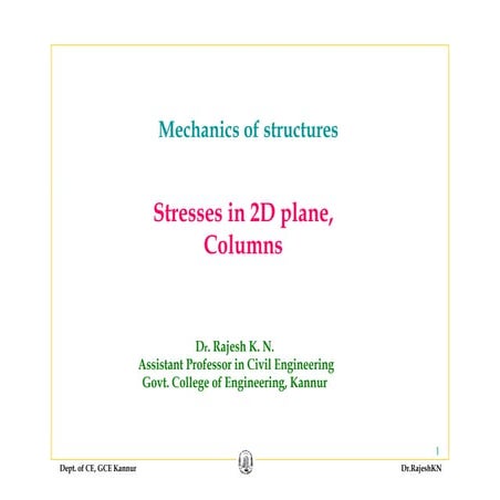 Mechanics of structures  module4