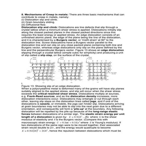 Fracture Mechanics & Failure Analysis: Lecture Mechanism of Creep in Metal 