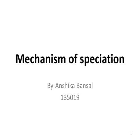 Mechanism Of Speciation