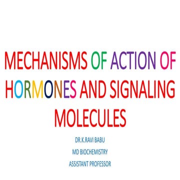 Mechanisms of action of hormones  and signaling molecules