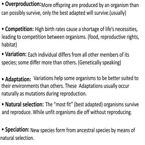 Mechanisms of evolution vocabulary