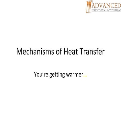 Mechanisms of heat transfer