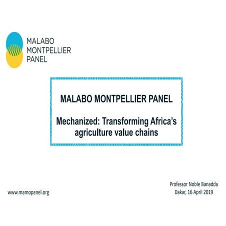 Mechanization conference, Dakar_Transforming Africa's Agricultural Valu Chain...