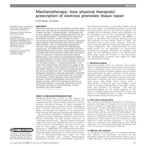 Mechanotherapy  tissue repair