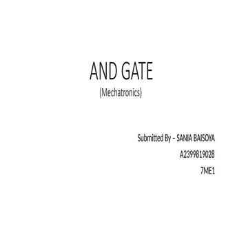 mechatronics , PPT on AND GATES AND ITS APPLICATION