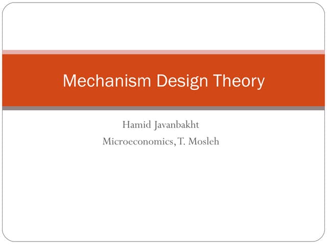 Mechanism Design Theory