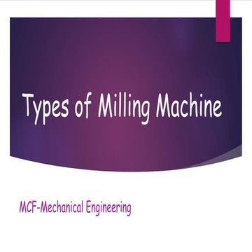 Types of Milling Machines