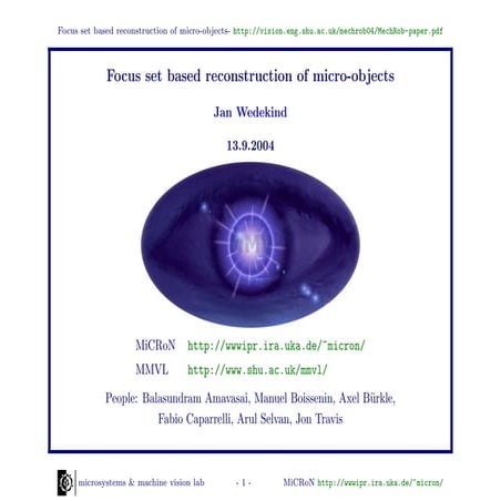 Focus set based reconstruction of micro-objects
