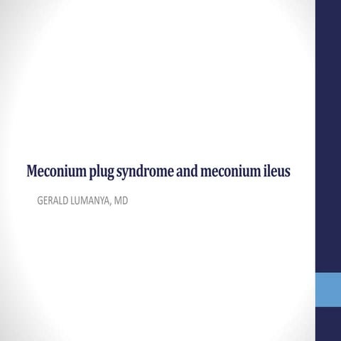 Meconium plug + Meconium ileus. Current overview