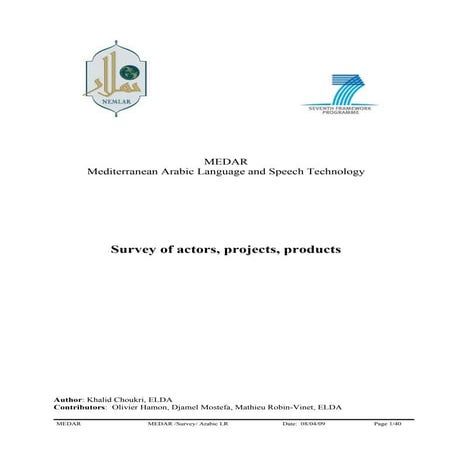 Mediterranean Arabic Language and Speech Technology Resources