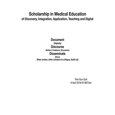 Scholarship in Medical Education - Beyond Boyer, Digital Scholarship