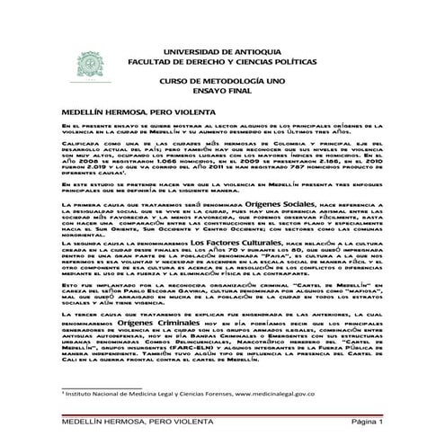 Medellín, Hermosa pero Violenta