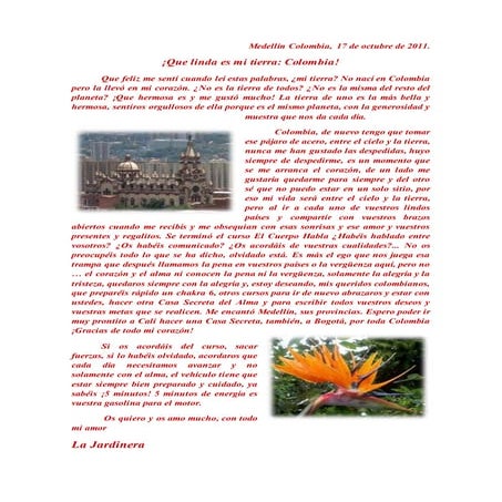 Medellín, 17 octubre de 2011 - ¡Hasta pronto Colombia!