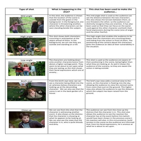 Film shots and their effect on the audience