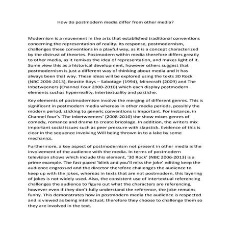 Media   how does postmodern media differ from other media