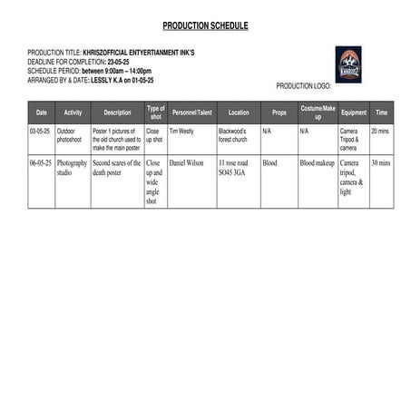 MEDIA WORK Location RA Media Work risk plan | DOCX