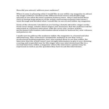 How Did You Attract/Address Your Audience? - Evaluation 