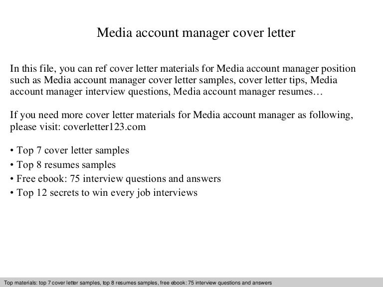 Media account manager cover letter