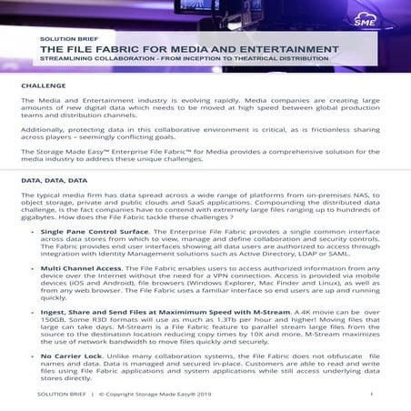 The Enterprise File Fabric for Media & Entertainment Industry | Solution Brief
