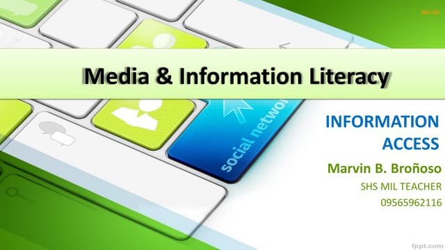 MEDIA AND INFORMATION LITERACY (MIL)