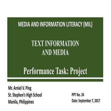 Media and Information Literacy (MIL) - Text Information and Media (Part 2)