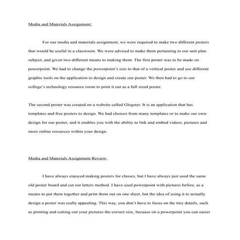 Media and Materials Assignment Review | PDF