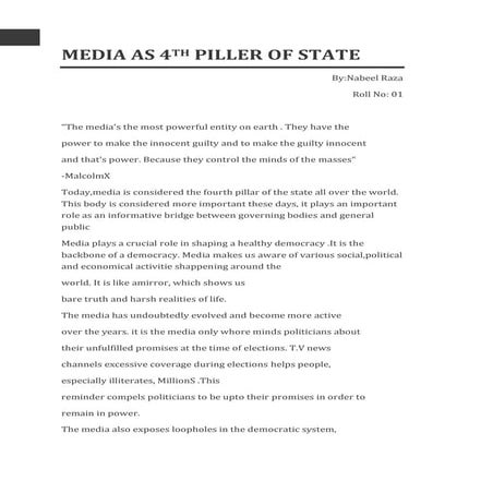 Media as 4th Piller of the State