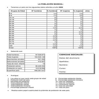 Ejercicio sobre demografia