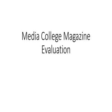 Media college magazine evaluation