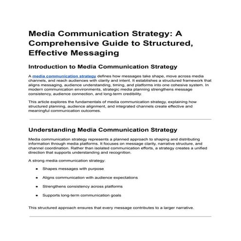 Media Communication Strategy_ A Comprehensive Guide to Structured ...