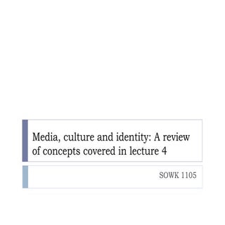 Media, culture and identity 