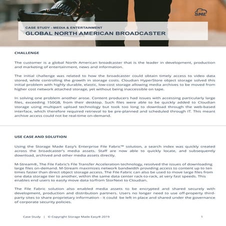 Storage Made Easy Case Study | Media and Entertainment Company