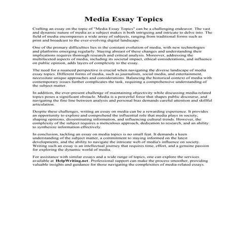 Media Essay Topics.pdfMedia Essay Topics. Social Media Essay Example  Topics ...