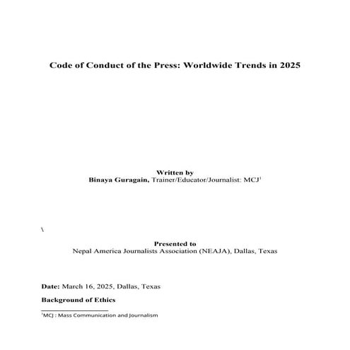 Media Code of Conduct: World Wide Trends 2025 