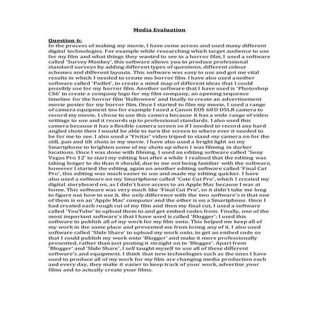 Media evaluation question 6