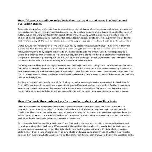 Media evaluation questions A2