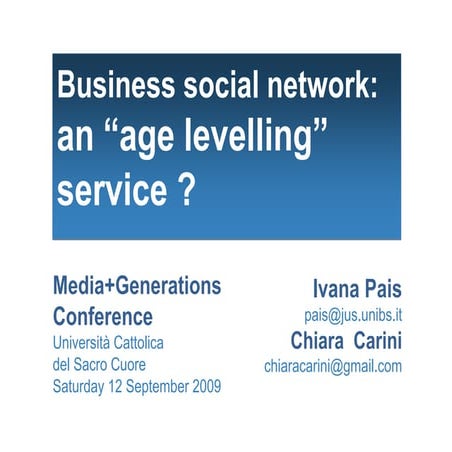 Business Social Networks and Generations