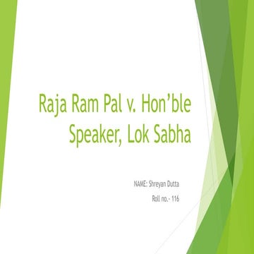 Media law - Raja Ram Pal vs Hon'ble Speaker, Lok Sabha