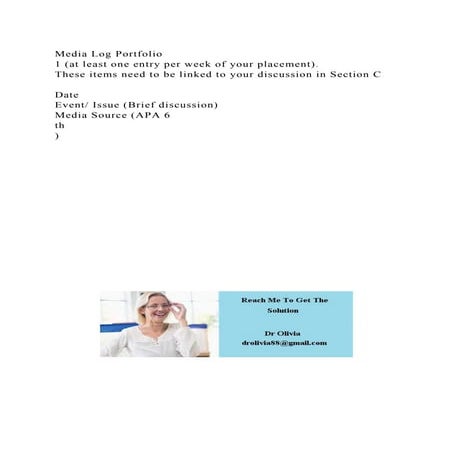 Media Log Portfolio 1 (at least one entry per week of your placeme.docx