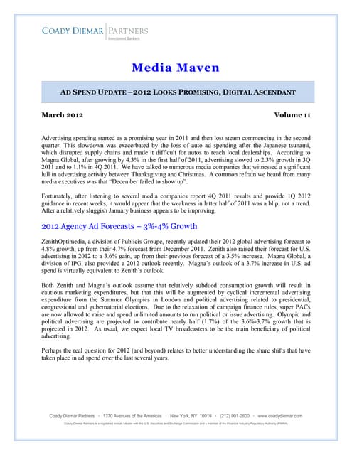 Media Maven: Ad Outlook March 2012