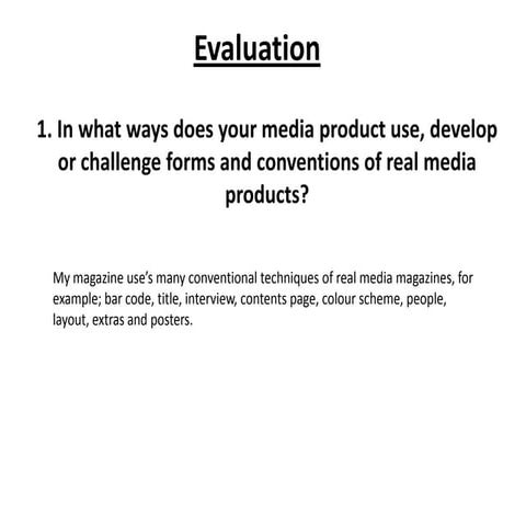 Media music magazine evalutaion