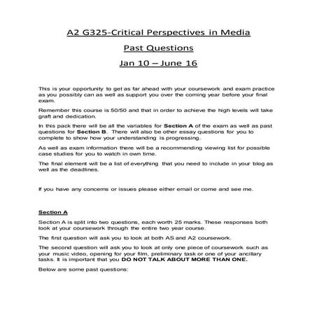 Media past questions a2 