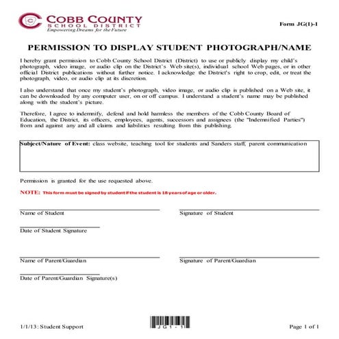 Media permission slip