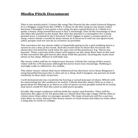 Media pitch document