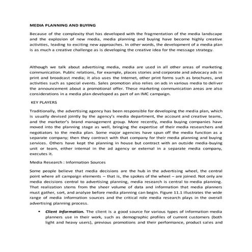 Media planning and buying