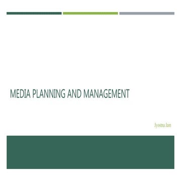 Media planning and management unit 1