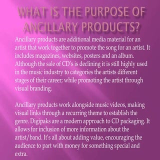Purpose of ancillary products& what...
