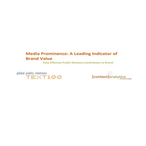 Media Prominence: a leading indicator of brand value