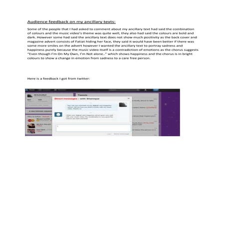 Media question 3   audience feedback on my ancillary texts